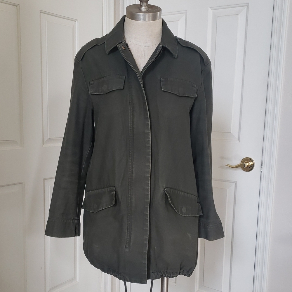 H&M Olive Green Lightweight Utility Field Jacket Oversized Minimalist Size 0P - Picture 3 of 11